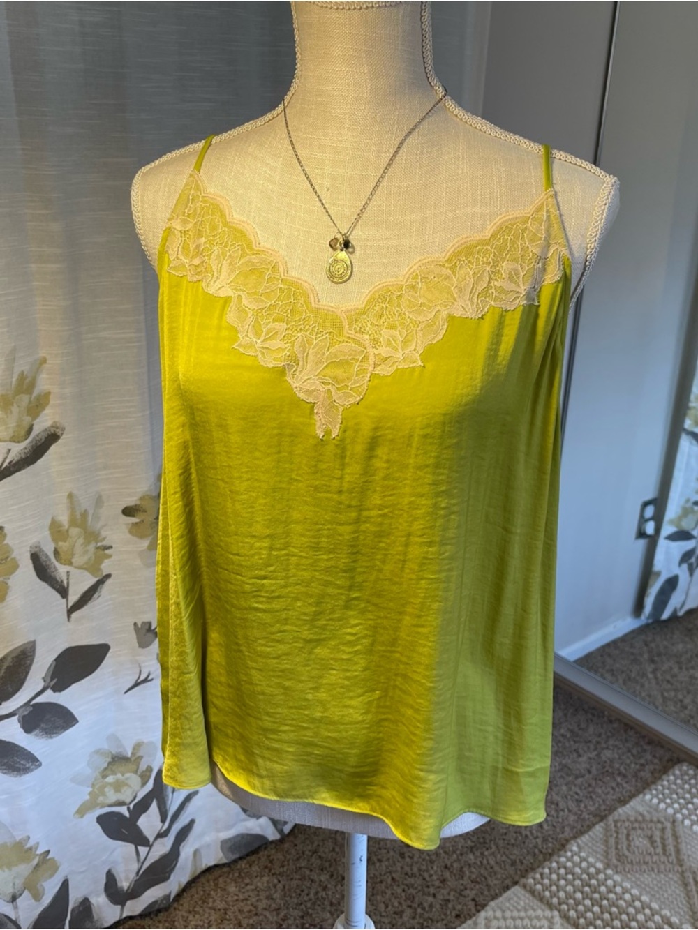 Witchy Vibes Lime Green Lace Trim Satin Fairy Whimsigoth Chemise Layer